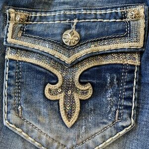 Rock revival denim shorts